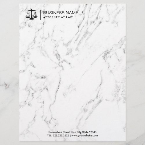 Lawyer Attorney at Law Modern White Marble Letterhead