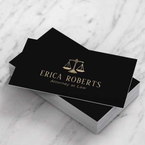 Lawyer Attorney at Law Professional Black  Gold Business Card