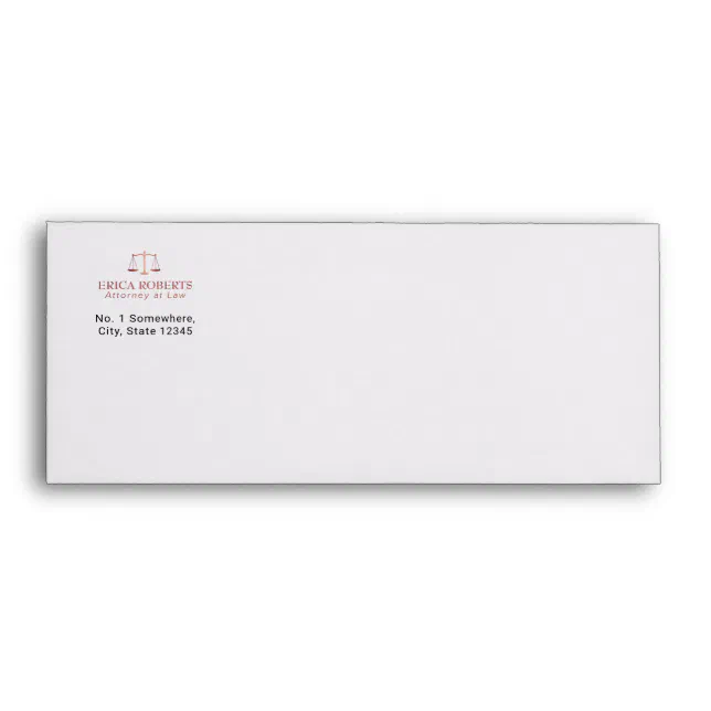 Lawyer Attorney at Law Rose Gold Scale of Justice Envelope Zazzle