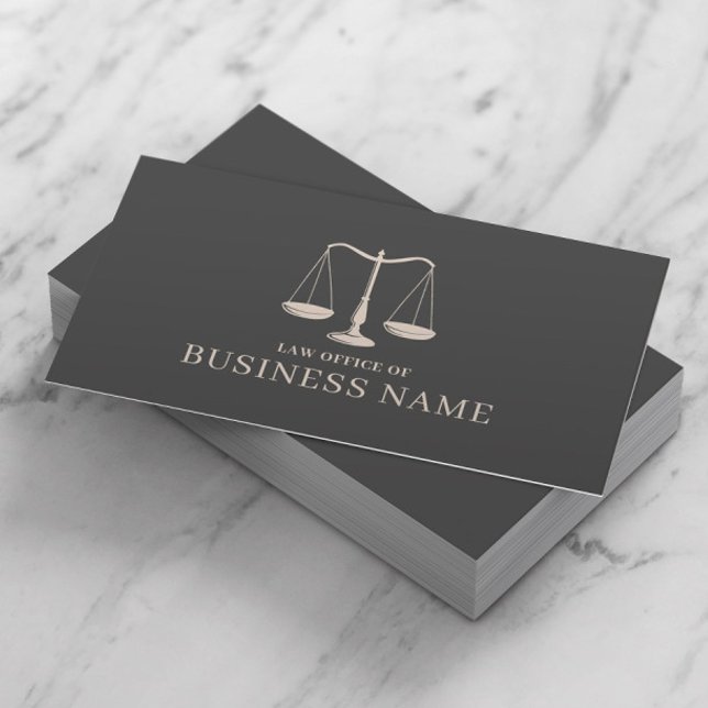 Lawyer Attorney at Law Scale of Justice Dark Gray Business Card (Creator Uploaded)