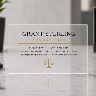 Lawyer Attorney at Law Transparent Clear Business Cards