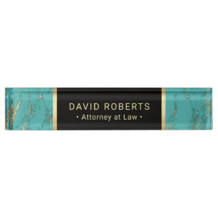 Lawyer Attorney at Law Trendy Turquoise Marble Name Plate
