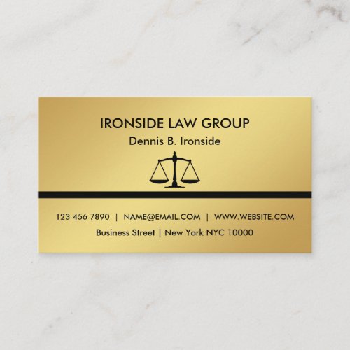 Lawyer Attorney Black and golden Business Card