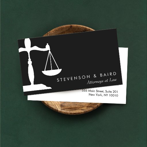 Customizable Justice Scale  Attorney Black and White Business Cards