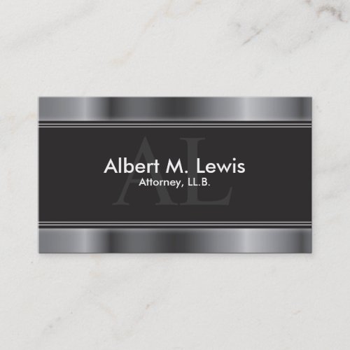 Lawyer Attorney Business Card - Silver Monogram