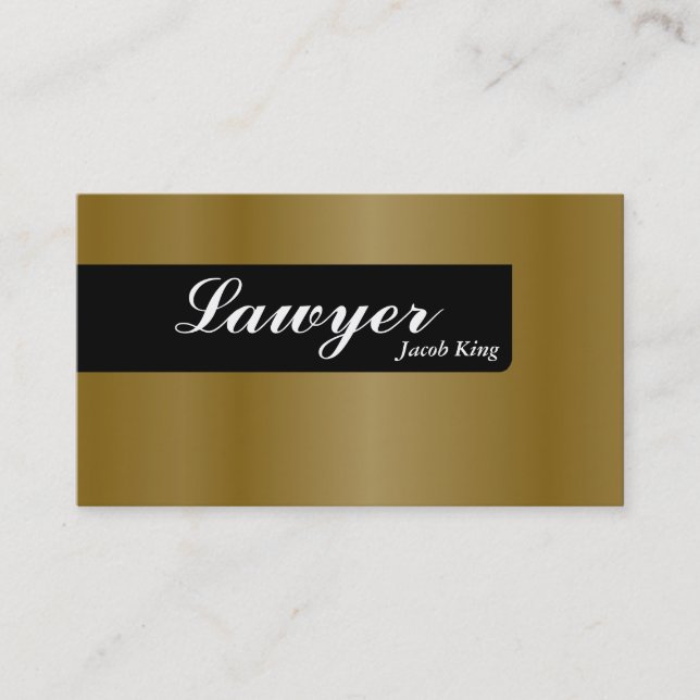 Lawyer Attorney Business Card Simple Gold (Front)