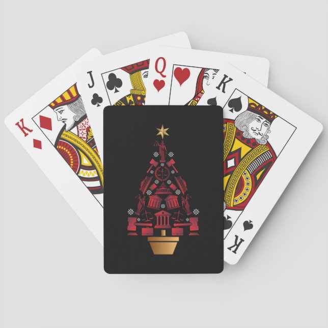 Lawyer Attorney Christmas Tree Poker Cards (Back)