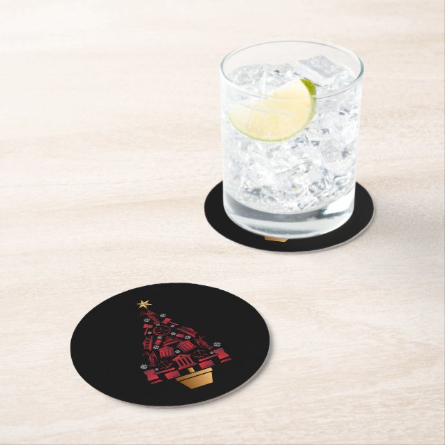 Lawyer Attorney Christmas Tree Round Paper Coaster (Insitu)