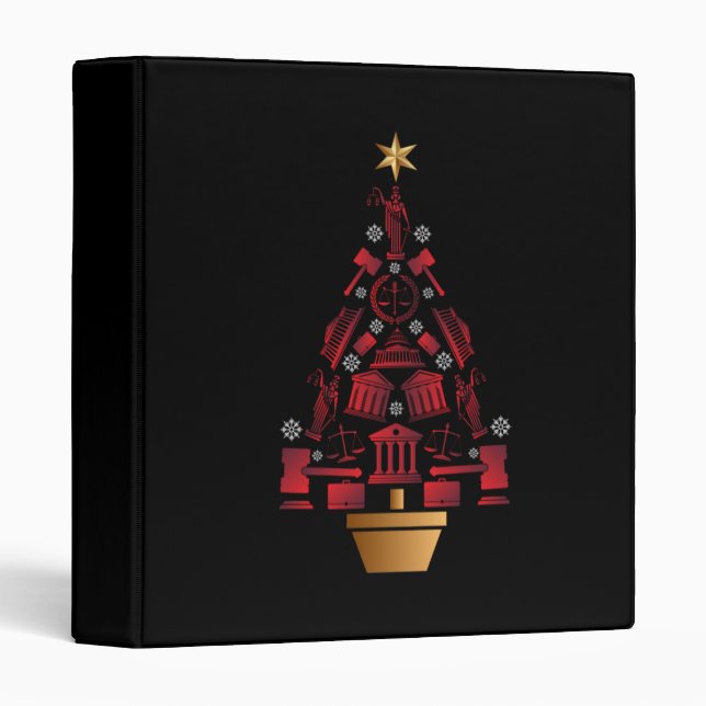 Lawyer Attorney Christmas Tree - Silhouette Art 3 Ring Binder (Front/Spine)