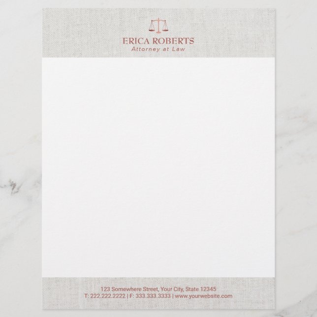 Lawyer Attorney Foil Rose Gold Classy Law Office Letterhead (Front)