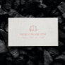 Lawyer Attorney Foil Rose Gold Classy Linen Business Card