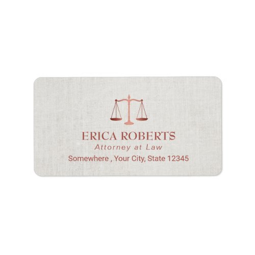 Lawyer Attorney Foil Rose Gold Classy Linen Label