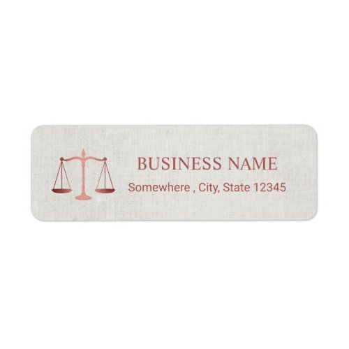 Lawyer Attorney Foil Rose Gold Elegant Linen Label