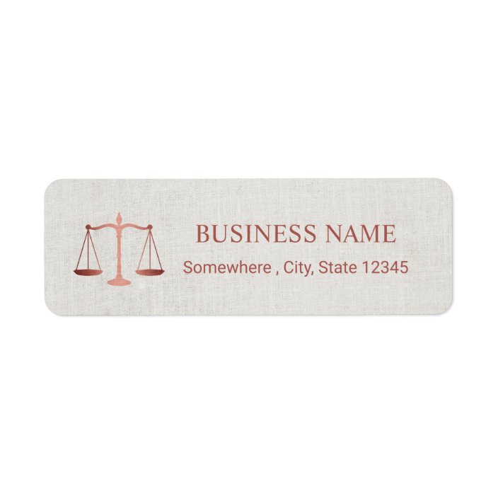 Lawyer Attorney Foil Rose Gold Elegant Linen Label | Zazzle.com