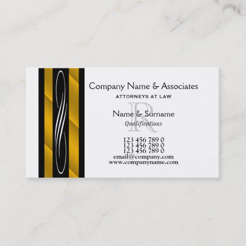 Lawyer attorney gold black white business cards