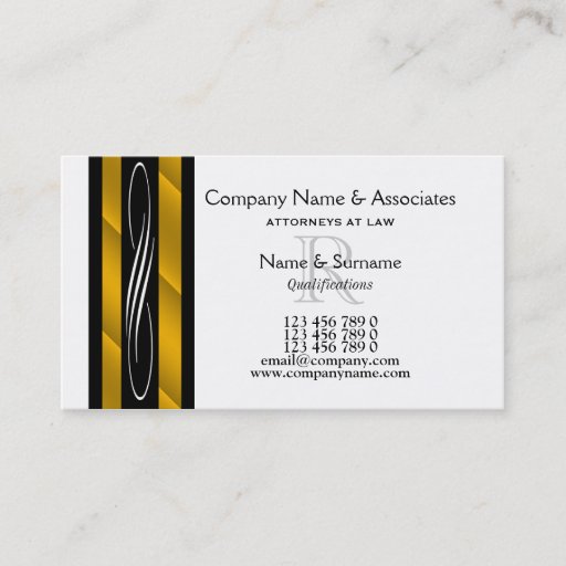 Customizable Lawyer attorney gold black white business cards