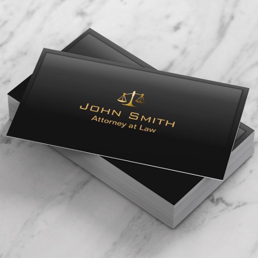 Customizable Lawyer Attorney Gold Scale Black Border Business Card