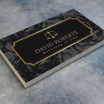 Lawyer Attorney Gold Scale Elegant Dark Floral Business Card by cardfactory at Zazzle
