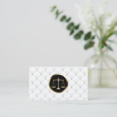 Lawyer Attorney Gold Scale Logo Luxury Quilted Business Card (Standing Front)