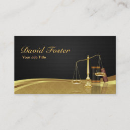 Lawyer Attorney Justice Elegant Black Gold Damask Business Card