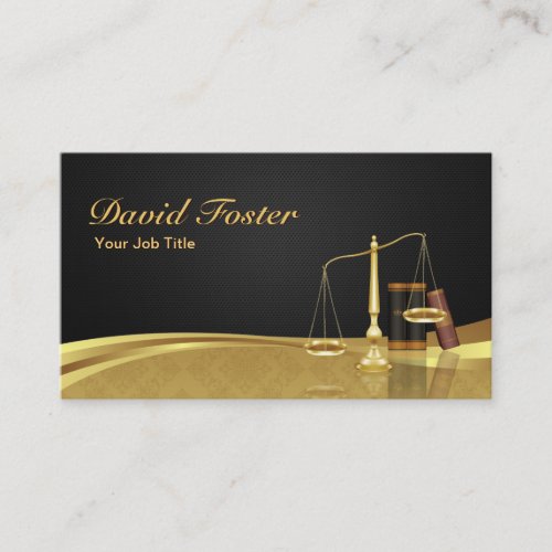 Lawyer Attorney Justice Elegant Black Gold Damask Business Card Templates