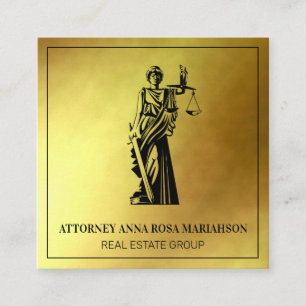 *~* Lawyer Attorney Justice Scales Gold Foil AP15 Square Business Card
