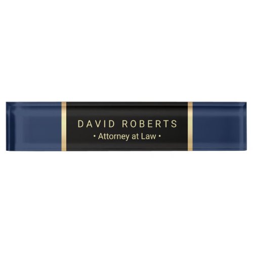 Lawyer Attorney Law Office Modern Blue  Gold Nameplate