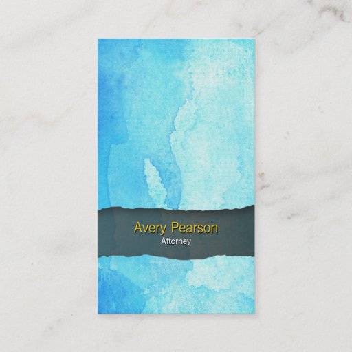 Customizable Attorney Blue Watercolor Wash Business Card