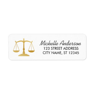 Lawyer Attorney luxury Gold White Return Address   Label
