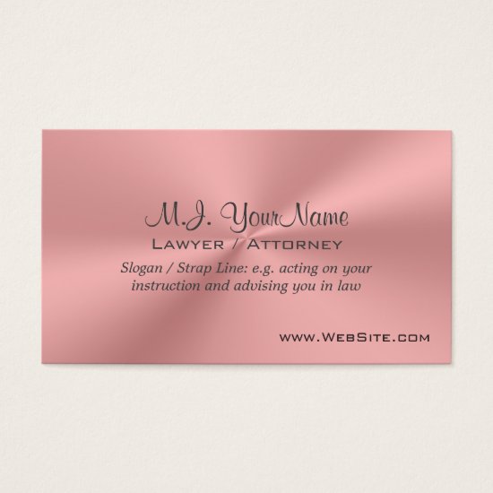 Lawyer / Attorney luxury pink chrome-effect Business Card