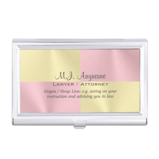 Lawyer / Attorney luxury rose pink battenburg-look Business Card Holder