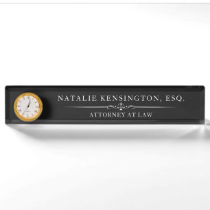 Lawyer Attorney Professional Black White Desk Name Plate
