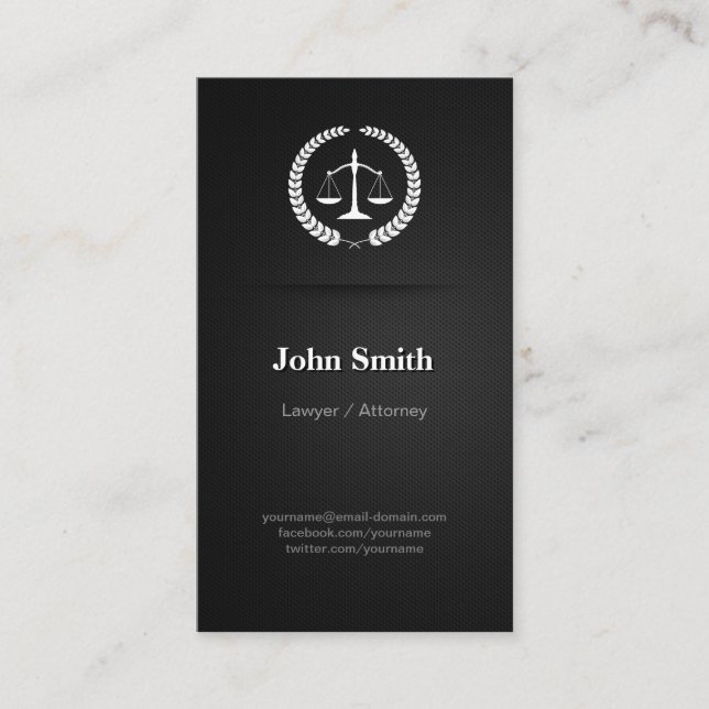 Lawyer / Attorney - Professional Elegant Black Business Card (Front)