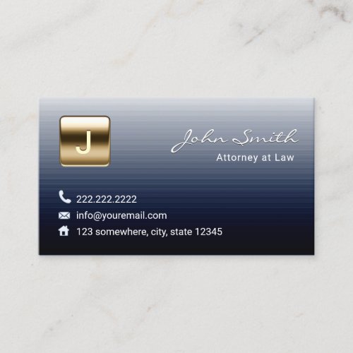 Royal Blue Steel Metal Lawyer Business Card