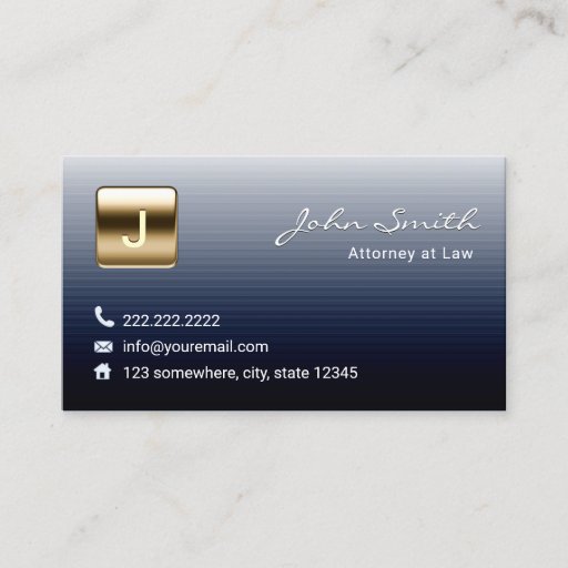 Customizable Royal Blue Steel Metal Lawyer Business Card