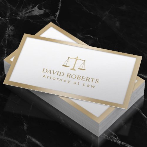 Lawyer Attorney Scale of Justice Modern Gold Foil Business Card