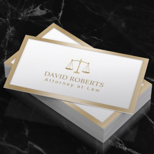 Customizable Lawyer Attorney Scale of Justice Modern Gold Foil Business Card