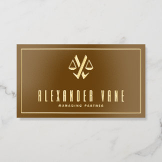 Lawyer Attorney Scales of Justice Cafe Gold Foil Spot Gloss Business Cards