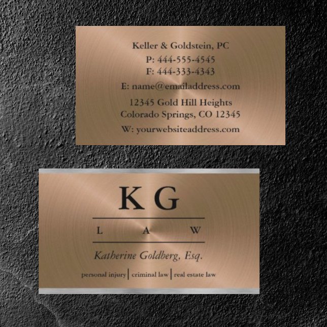 Lawyer Attorney Shiny Copper Silver Business Card (Creator Uploaded)