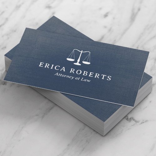 Lawyer Attorney Vintage Blue Linen Law Office Business Card