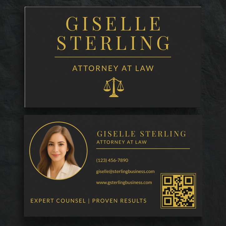 Lawyer Black Gold Attorney At Law QR Code Business Card
