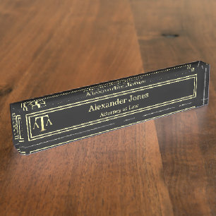 Lawyer Black Modern Desk Name Plate