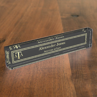 Lawyer Black Modern Desk Name Plate