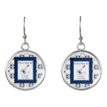 Lawyer Blue and White Gavel Never Give Up Earrings