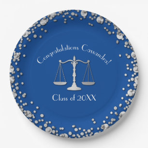 Lawyer Blue Silver Graduation Paper Plates