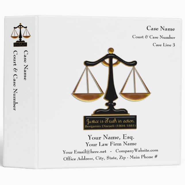 Lawyer Case Book (Personalized) Binder (Front/Spine)