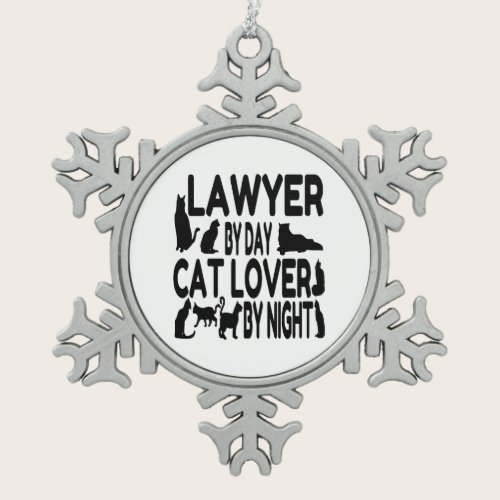 Lawyer Cat Lover Snowflake Pewter Christmas Ornament