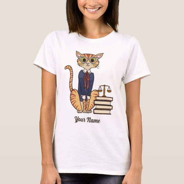 Lawyer Cat - Orange Tabby Attorney Cat Lover T-Shirt (Front)
