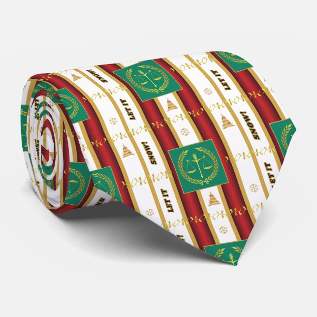 Lawyer Christmas - Let It Snow Scales Justice Neck Tie (Rolled)