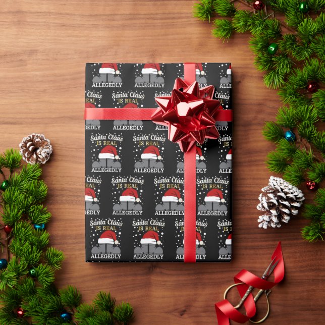 Lawyer Christmas - Santa is Real Allegedly Wrapping Paper (Holiday Gift)
